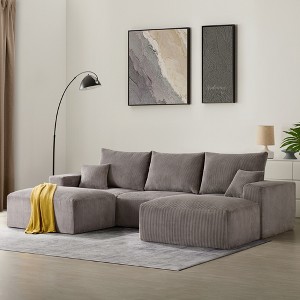 Gericco 113" Boneless Sectional Cloud Couch Sofa Bed for Living Room, Modular Modern Lounge 3 Seater Couches with Chaise, No Assemble - 1 of 4