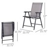Set of 2 Outdoor Folding Chairs, Stackable Patio Dining Chairs with Armrests, Metal Frame - 3 of 4