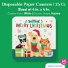 Big Dot of Happiness 25 Ct Christmas Pets Drink Coasters, 4-Inch Disposable Square Paper Coasters, Cats Dogs Holiday Decor Funny Christmas Table Decor - 4 of 4