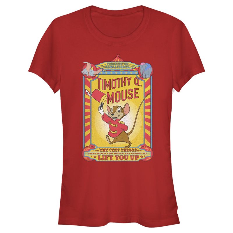 Junior's Women Dumbo Timothy Q. Mouse Circus Poster T-Shirt, 1 of 5