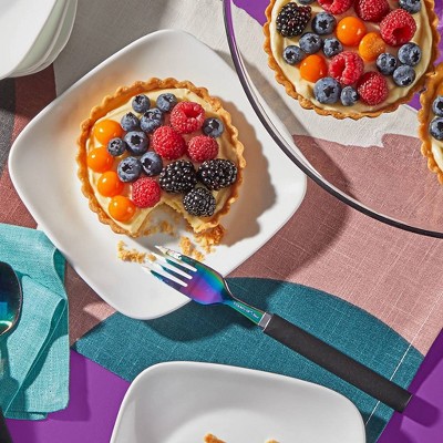 Pure White Square Glass Dinnerware Set for 4