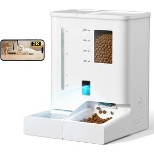 Automatic Cat Dog Feeder with Camera, 2K Video Pet Monitor with 5G WiFi, APP Controlled Food Dispenser - 1 of 4