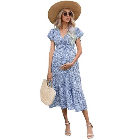 BOHO INSPIRED Wild Cherry printed wrap summer dress short sleeve V-neck sashes midi dress female chiffon party women vestidos
