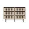 Homy Casa 6-Drawer Decorative Storage Cabinet with Slatted Front Design and Metal Legs for Living Room or Bedroom, Oak Black - 2 of 4