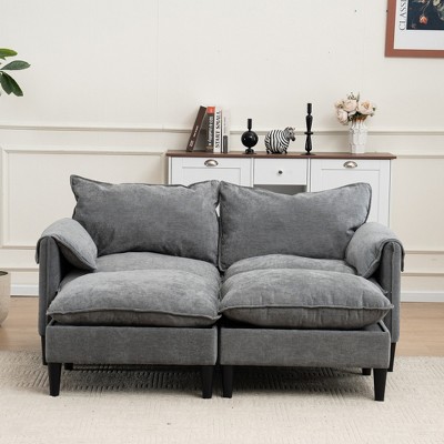 SKRAN Loveseat Modular Sofa,2 Seater Convertible Seat Upholstered Modular Couch Small Spaces with Storage for Living Room,Bedroom, Apartments