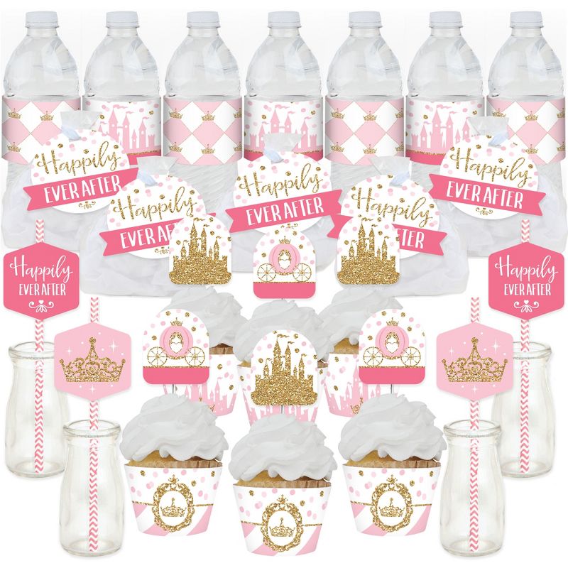 Big Dot of Happiness Little Princess Crown - Pink & Gold Baby Shower or Birthday Party Favors and Cupcake Kit - Fabulous Favor Party Pack - 100 Pieces, 1 of 9