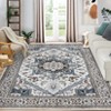 Boho Vintage Floral Trellis Area Rug Machine Washable Non Slip Low Pile Carpet with Durable Edges Softness for Living Room - 3 of 4