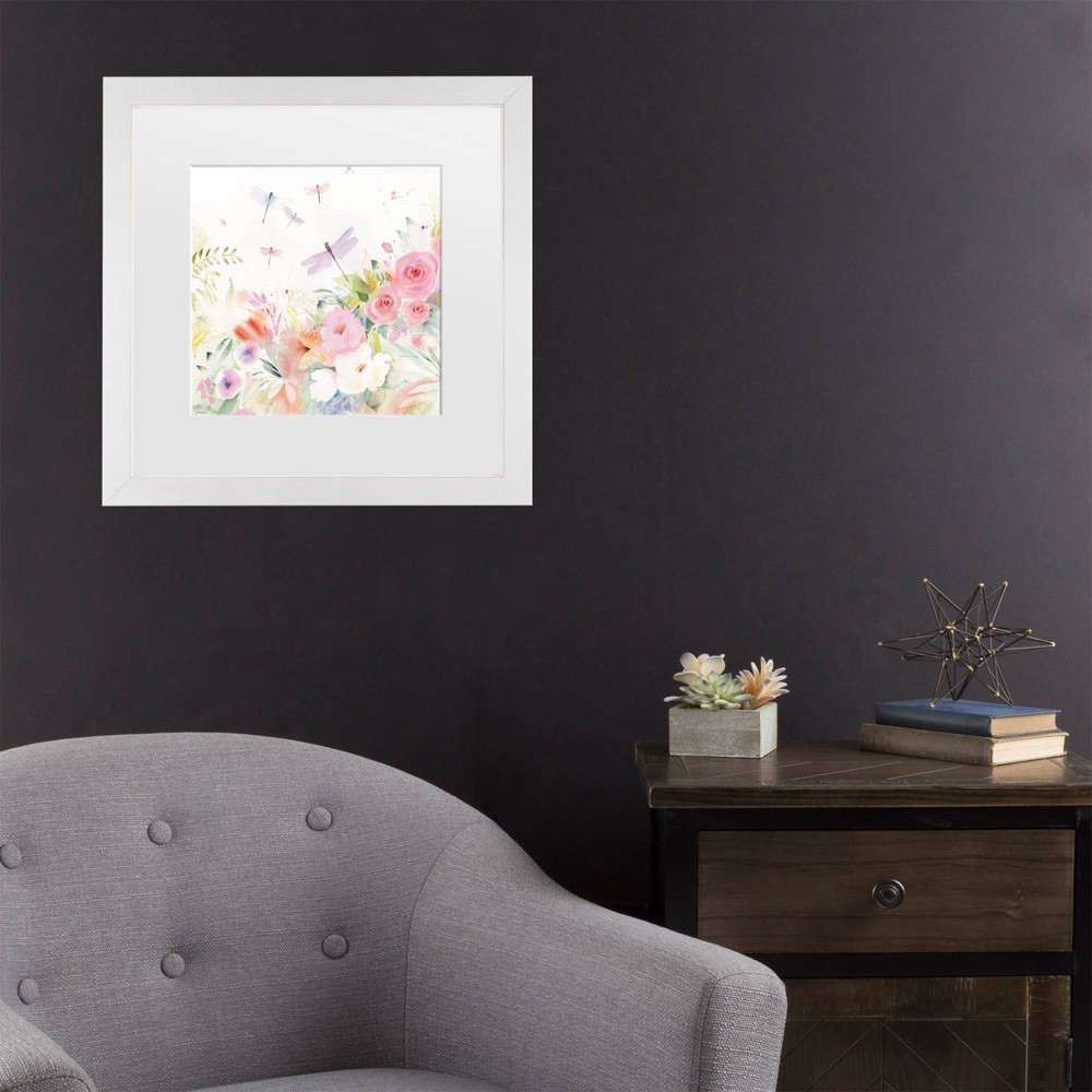 Photos - Other Decoration Trademark Fine Art 16"x16" Sheila Golden Dragonfly Garden Serenade Matted Framed Art White
