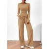 Women's 2 Piece Lounge Sets Asymmetrical Long Sleeve T Shirt Wide Leg Pants Casual Outfits Tracksui - 4 of 4