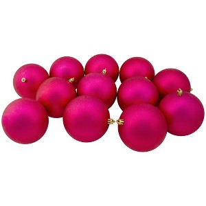 Northlight 12ct Shatterproof Matte Christmas Ball Tree Ornament Set 4" - Pink - 1 of 3