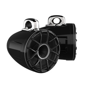 Wet Sounds REV 12 HD 12" Horn Loaded Compression Driver Tower Speakers with XZ Grills & Stainless Fixed Clamps , 400 Watts RMS, Black, Pair - 1 of 4