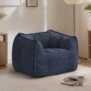 Pamapic Teddy Fabric Bean Bag Chair, Foam Filled Bean Bag sofa for Adults & Kids, Floor Seating for Living Room - 1 of 4