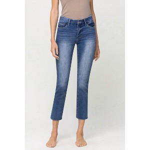 Women's Mid-Rise Crop Slim Straight Denim Jean - PLUS - VERVET BY FLYING MONKEY - 1 of 3