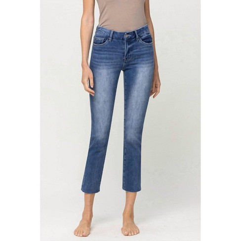 Women's Mid-Rise Crop Slim Straight Denim Jean - PLUS - VERVET BY FLYING MONKEY - image 1 of 3