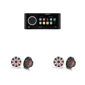 Kicker (2 Pair ) KM65 6.5-Inch (165mm) Marine Coaxial Speakers with 3/4-Inch Tweeters, LED, 4-Ohm, Charcoal and White Grilles , Bundled with MS-RA7... - 1 of 4
