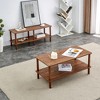 Vynxaria Modern 2-Tier Coffee Table for Living Room Furniture,Rectangular Center Table with Open Storage Shelf,Rounded Rubberwood legs - 3 of 4