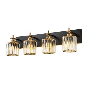 LLHZSY Modern Dimmable Bathroom Vanity Light Crystal Glass Wall Sconce - 4 Light - Black & Gold - 1 of 4