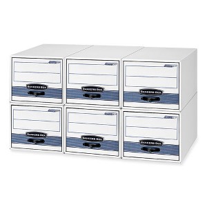 Bankers Box STOR/DRAWER STEEL PLUS Extra Space-Savings Storage Drawers, Letter Files, 14" x 25.5" x 11.5", White/Blue, 6/Carton - 1 of 4