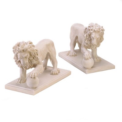 12" Polyresin Regal Lion Statue Duo Ivory - Zingz & Thingz