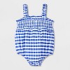 Baby Girls' Gingham Romper - Cat & Jack™ Blue - 2 of 4