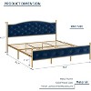 Velvet Upholstered Bed Frame with Solid Wooden Slats Support and Button Tufted Headboard - 4 of 4