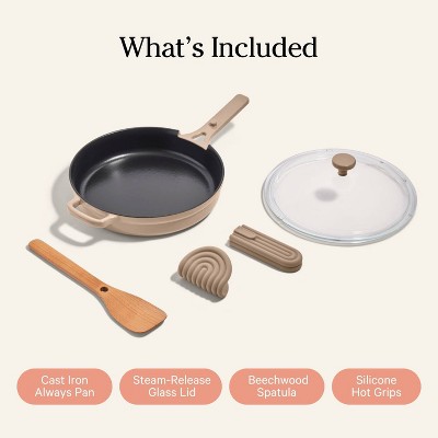 10-Inch Beige Enameled Cast Iron Always Pan with Lid