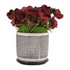 Sagebrook Home 6" Ceramic Planter, Gray and White Mesh Design, Indoor/Outdoor Planter with Saucer - Use for Succulent Pot, Plants, Flowers and More - 3 of 4