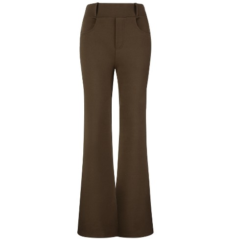 Allegra K Women's Plaid Tartan High Waisted Button Casual Pants