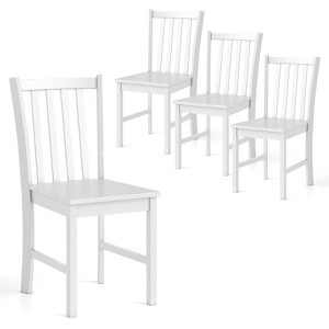 Costway Rustic Dining Chairs Set of 4 with Slat Tilt Backrest, Wide Seat, Rubber Wood Legs Black/White - 1 of 4