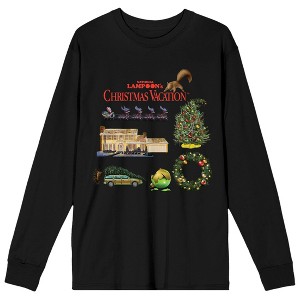 National Lampoon's Christmas Vacation Movie Icons Collage Women's Black Crew Neck Long Sleeve Tee - 1 of 3