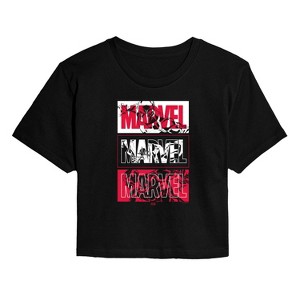 Women's - Marvel - Black Panther Stacked Logo Cropped Graphic T-Shirt - 1 of 4