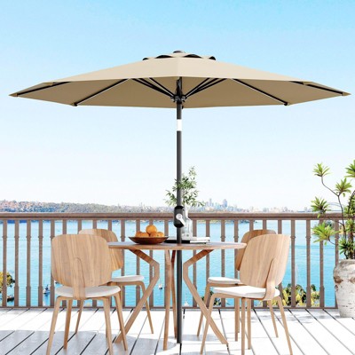 7.5ft Patio Umbrella, Table Umbrella Outdoor Patio with Crank Lift & Push Button Tilt, 6 Sturdy Ribs for Yard, Deck, Pool
