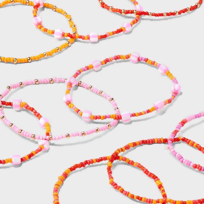 Mini Beaded and Disc Charm Bracelet Set 9pc - Universal Thread&#8482; Pink, 4 of 5
