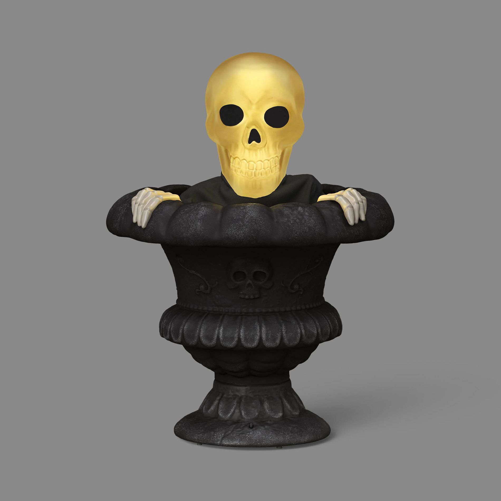 12.8" Peeking Skeleton Porch Pot Halloween Decorative Prop Black - Hyde and EEK! Boutique™