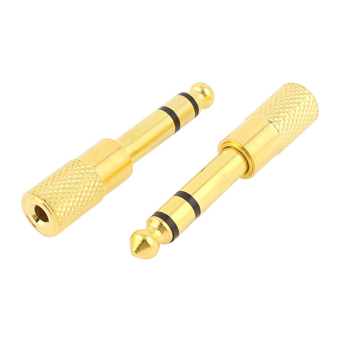 Unique Bargains Metal Gold Tone Black Adapter 2 Pcs