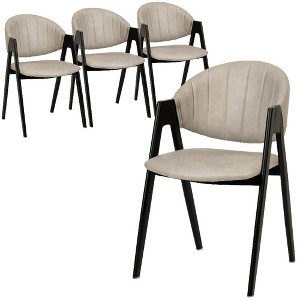 LeisureMod Savor Modern Dining Chair – Upholstered Side Chairs with Curved Back and Iron Frame Mid-Century Kitchen & Dining Room Chairs Set of 4 - 1 of 4