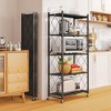 SKONYON 5-Tier Foldable Metal Shelving Unit with Wheels - Black - 2 of 4
