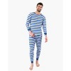 Leveret Matching Family Pajamas – Blue & White Stripes – 100% Cotton – Customizable for Personalization - 2 of 4