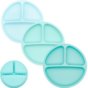 WeeSprout Toddler Plates, Silicone Divided Dishes for Toddlers and Kids, BPA-Free, 3 Pack - 1 of 4