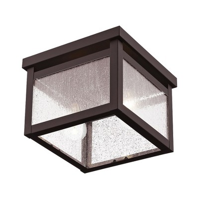 Milford Bronze 2-Light Seeded Glass Flush Mount