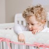 Biloban-3 Pieces Reversible Crib Rail Covers, Crib Rail Guard, Teething Guard Wrap ,Thick Quilted,  Pink & White, Set of 3 - 3 of 4