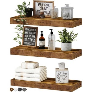 Attop Floating Shelves for Wall Bathroom Shelf Bedroom Kitchen Living Room Hanging Book Shelves Small Farmhouse Decor 16 inch Set of 3 - 1 of 4