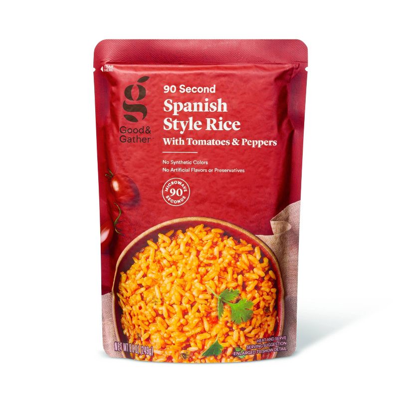 90 Second Spanish Style Rice with Tomatoes and Peppers Microwavable Pouch - 8.8oz - Good &#38; Gather&#8482;, 1 of 6