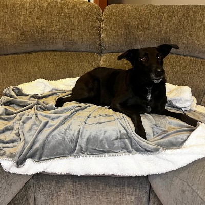 Small Light Gray Waterproof Sherpa Fleece Pet Blanket