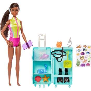 Barbie Careers Marine Biologist Doll Brunette & Mobile Lab Playset 10+ pc