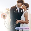 Unique Bargains Cloth Flower Lapel Pin with Gold Badge Tassel Chain for Men Wedding 1.57 inch 2 Pcs - 4 of 4