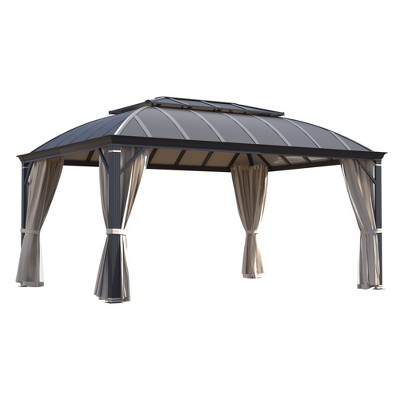 EROMMY 12'x16' Hardtop Aluminum Patio Gazebo with Curtains