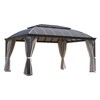 EROMMY 12'x16' Hardtop Gazebo, Permanent Outdoor Aluminum Patio Gazebo with Aluminum Composite Double Roof for Patio Lawn and Garden - 3 of 4