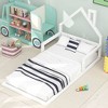 CAVINAS Twin/Full Size Bed Frame with House-Style Headboard & Guardrails,Modern Floor Bed for Kids Room,Bedroom - 2 of 4