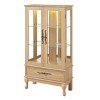 YOOCOZZ Lighted Curio Glass Display Cabinet with Adjustable Shelves 2 Doors 1 Drawer Wine Storage Sideboard Included Bulb - Light Oak - 2 of 4